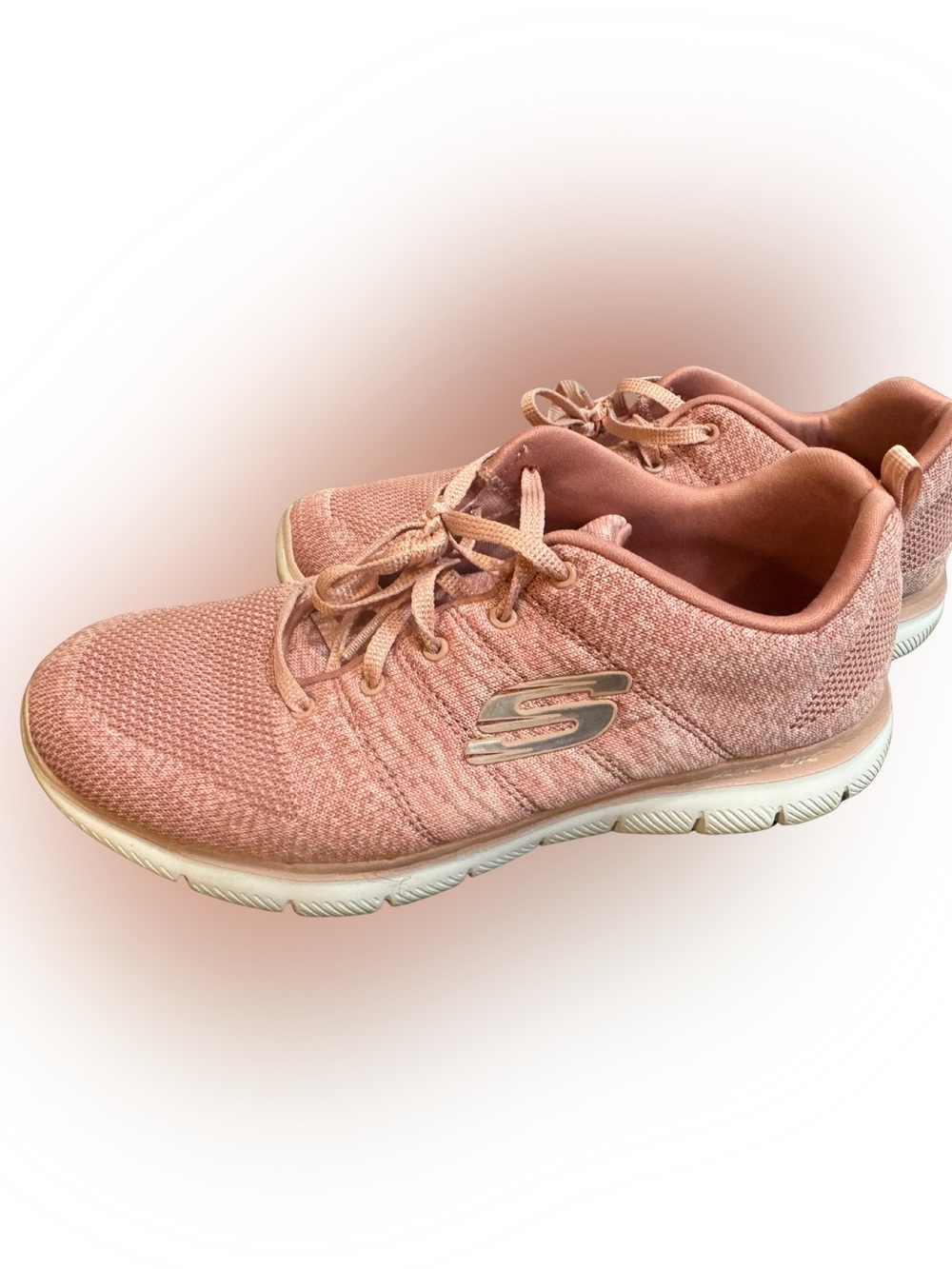 Skechers Rose Pink Knit Lace-Up Athletic Sneakers
